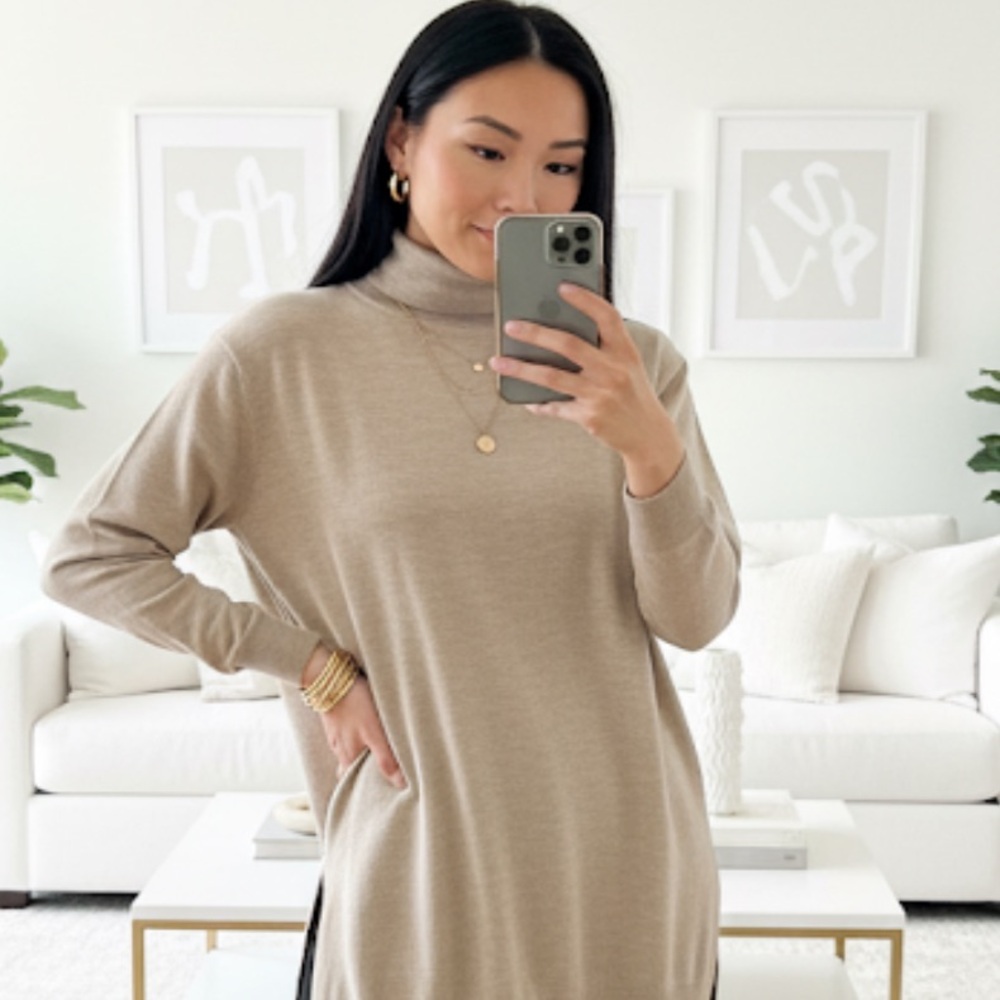 IRO Beige Turtleneck Sweater Dress